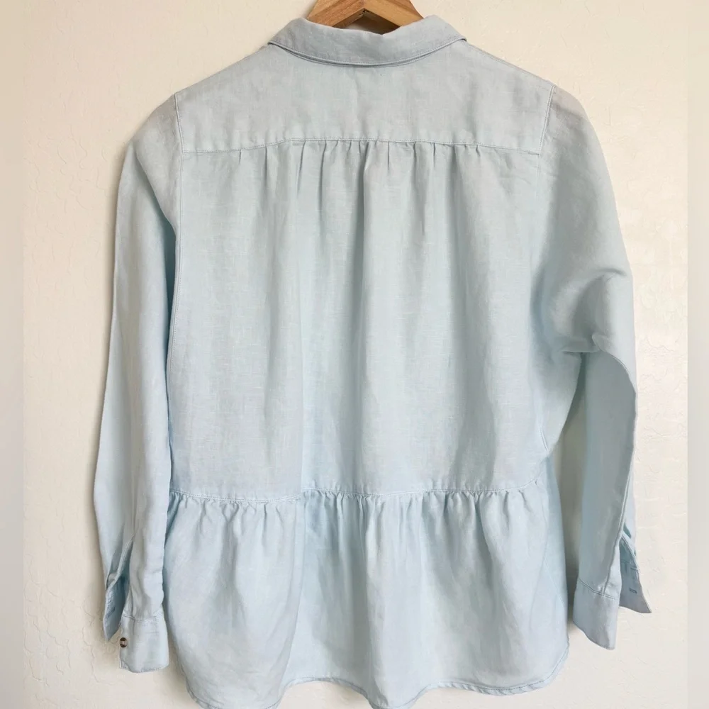 Anthropologie Holding Horses McKenzie Linen Top Light Blue Size Extra Small - Picture 4 of 7